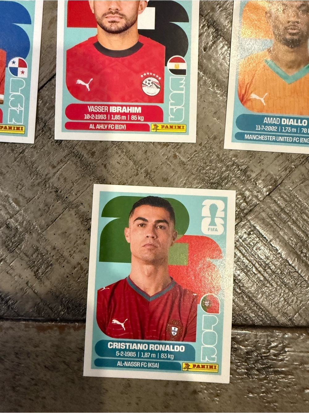 Panini Red and Teal Football Sticker